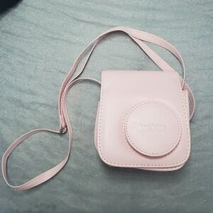 Fujifilm Instax Mini Camera Case Pink Faux Leather with Adjustable Strap